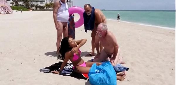  Old milf fucks young woman Staycation with a Latin Hottie